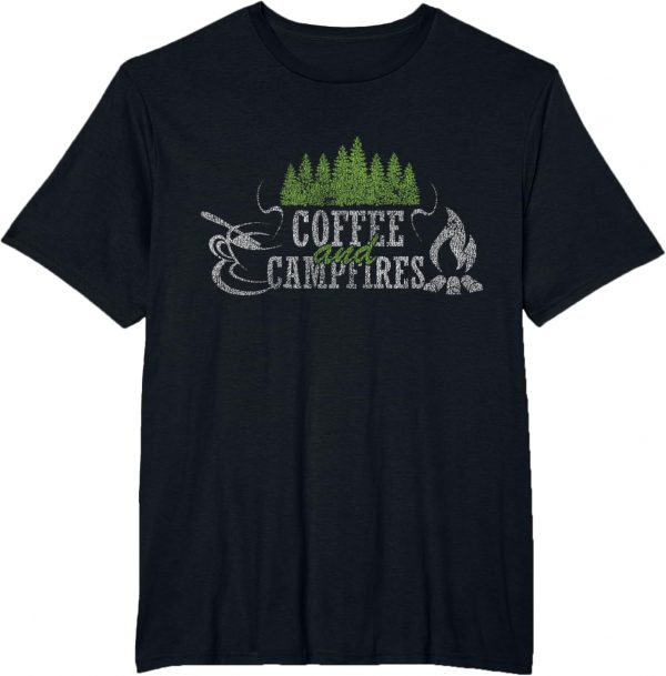 Coffee And Campfires Funny Camping Distressed T-shirt T-shirt